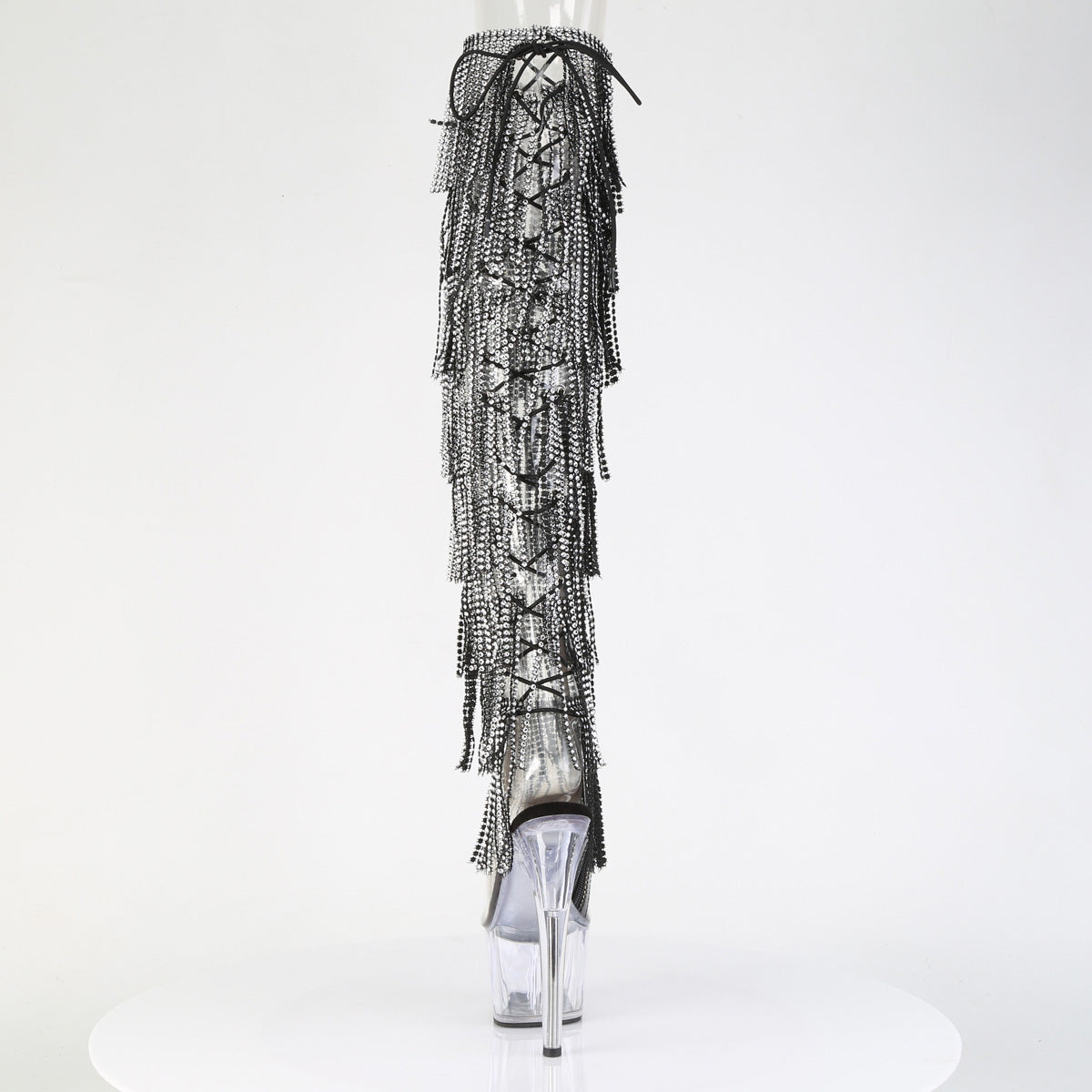 ADORE-3019C-RSF 7" Heel, 2 3/4" PF 8-Layer Fringe OTK Boot, Side Zip
