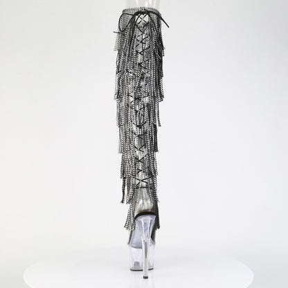 ADORE-3019C-RSF 7" Heel, 2 3/4" PF 8-Layer Fringe OTK Boot, Side Zip
