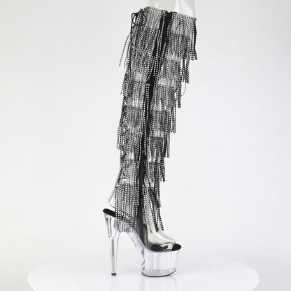 ADORE-3019C-RSF 7" Heel, 2 3/4" PF 8-Layer Fringe OTK Boot, Side Zip