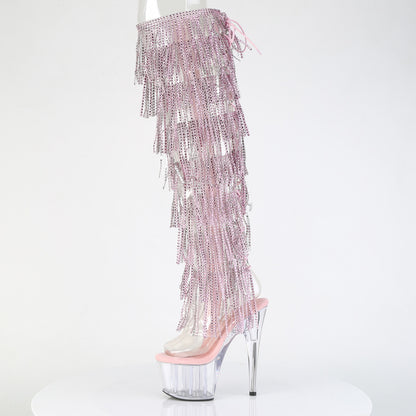 ADORE-3019C-RSF 7" Heel, 2 3/4" PF 8-Layer Fringe OTK Boot, Side Zip