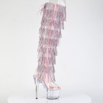 ADORE-3019C-RSF 7" Heel, 2 3/4" PF 8-Layer Fringe OTK Boot, Side Zip