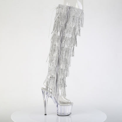 ADORE-3019C-RSF 7" Heel, 2 3/4" PF 8-Layer Fringe OTK Boot, Side Zip
