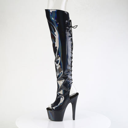 ADORE-3019HWR 7" Heel, 2 3/4"PF Open Toe/Heel Over-The-Knee Boot, Side Zip