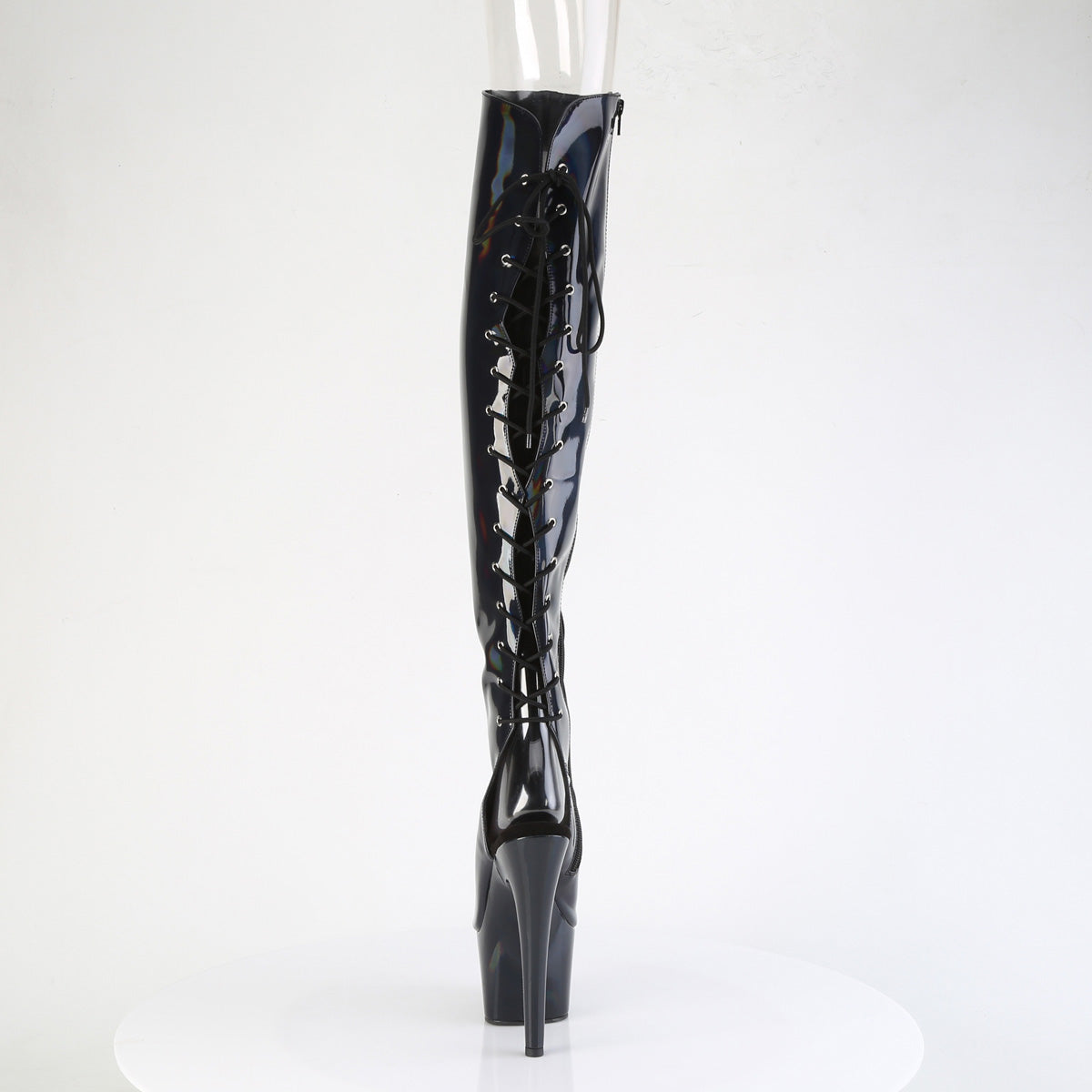 ADORE-3019HWR 7" Heel, 2 3/4"PF Open Toe/Heel Over-The-Knee Boot, Side Zip