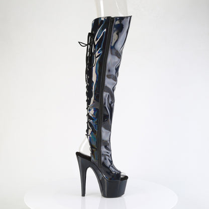 ADORE-3019HWR 7" Heel, 2 3/4"PF Open Toe/Heel Over-The-Knee Boot, Side Zip