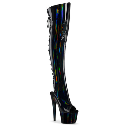 ADORE-3019HWR 7" Heel, 2 3/4"PF Open Toe/Heel Over-The-Knee Boot, Side Zip