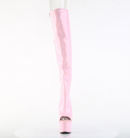 ADORE-3019HWR 7" Heel, 2 3/4"PF Open Toe/Heel Over-The-Knee Boot, Side Zip