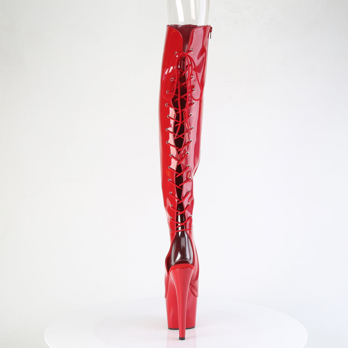 ADORE-3019HWR 7" Heel, 2 3/4"PF Open Toe/Heel Over-The-Knee Boot, Side Zip