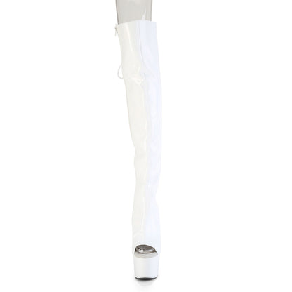 ADORE-3019HWR 7" Heel, 2 3/4"PF Open Toe/Heel Over-The-Knee Boot, Side Zip
