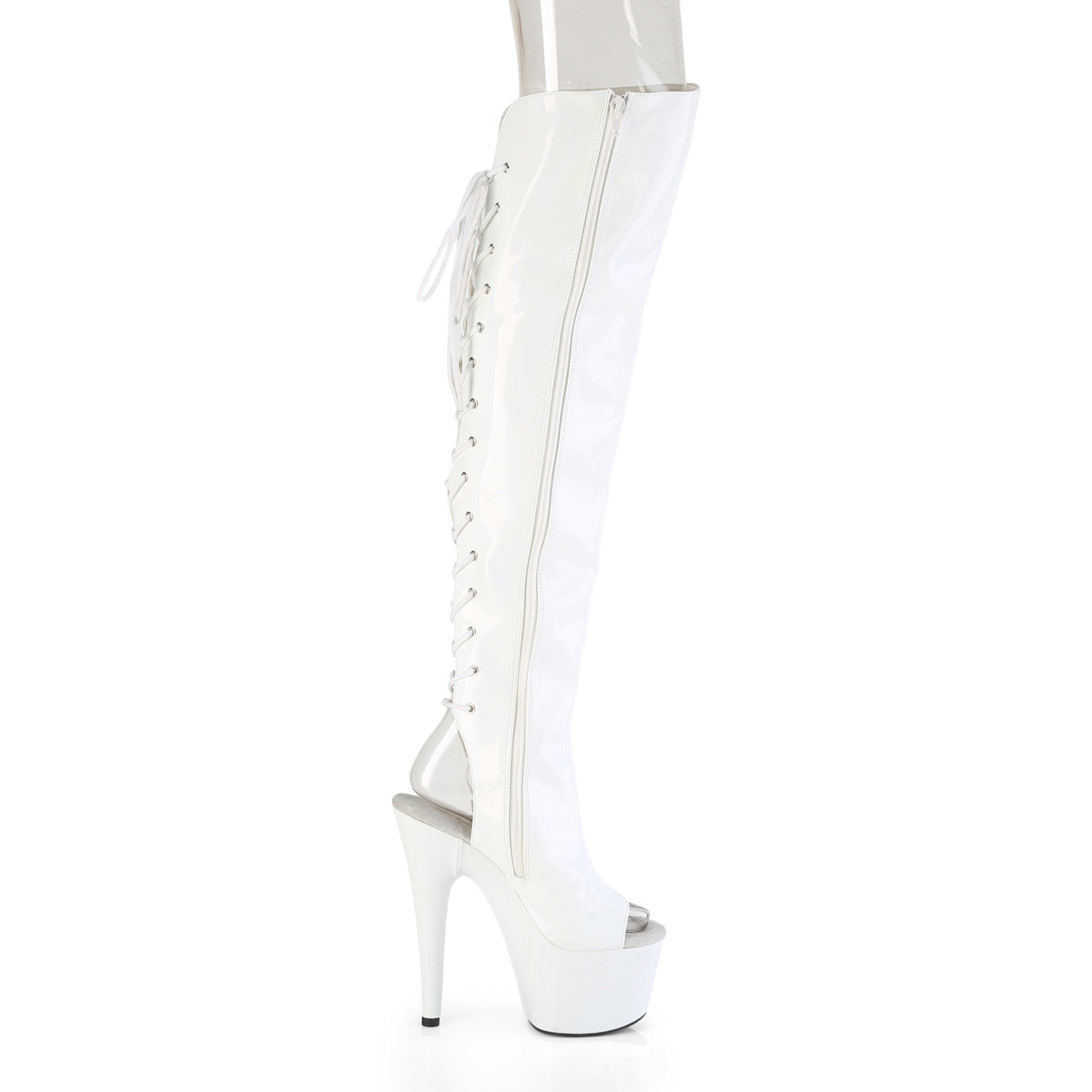 ADORE-3019HWR 7" Heel, 2 3/4"PF Open Toe/Heel Over-The-Knee Boot, Side Zip