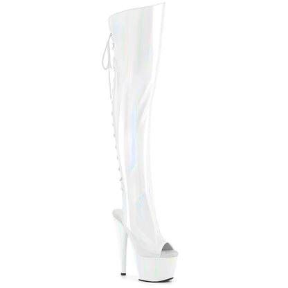ADORE-3019HWR 7" Heel, 2 3/4"PF Open Toe/Heel Over-The-Knee Boot, Side Zip