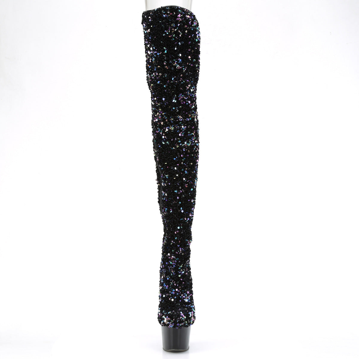 ADORE-3020 *7" Heel, 2 3/4" PF Sequin Thigh High Boot, Inside Zip