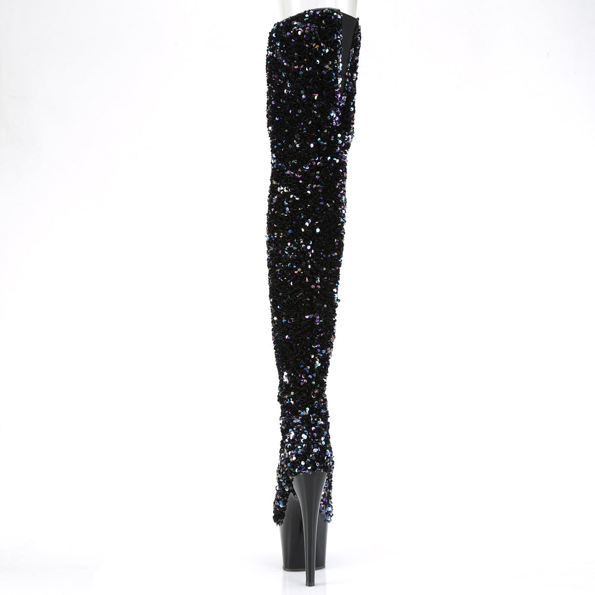 ADORE-3020 *7" Heel, 2 3/4" PF Sequin Thigh High Boot, Inside Zip