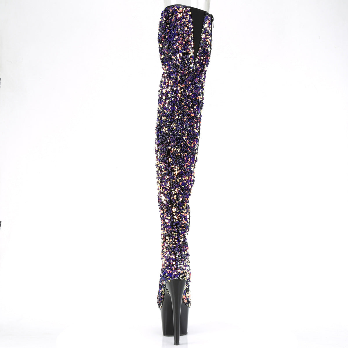 ADORE-3020 *7" Heel, 2 3/4" PF Sequin Thigh High Boot, Inside Zip