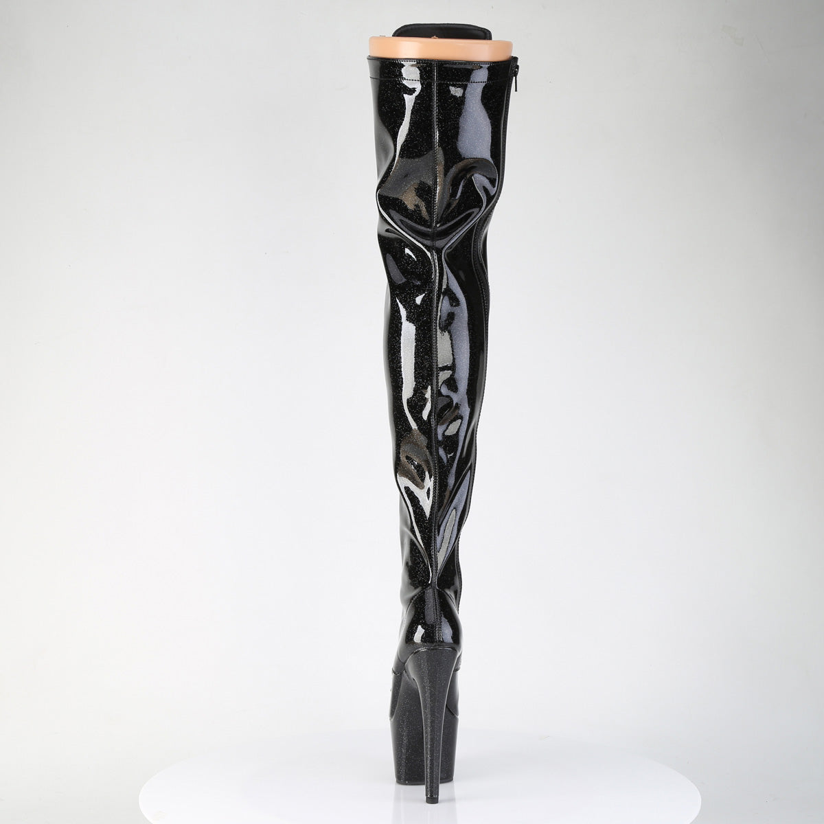 ADORE-3020GP *7" Heel, 2 3/4" PF Lace-Up Stretch Thigh Boot, Side Zip