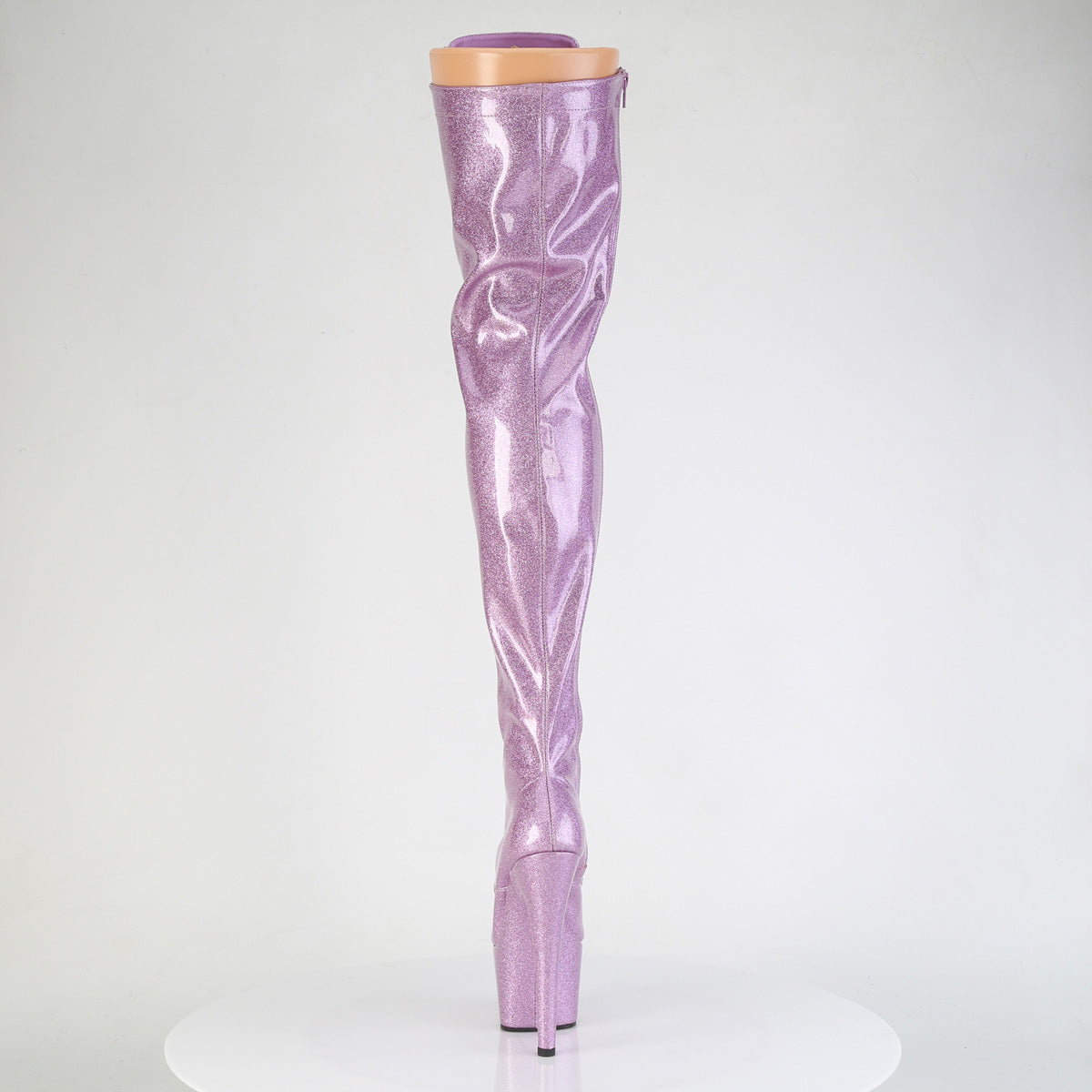 ADORE-3020GP 7" Heel, 2 3/4" PF Lace-Up Stretch Thigh Boot, Side Zip