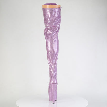 ADORE-3020GP 7" Heel, 2 3/4" PF Lace-Up Stretch Thigh Boot, Side Zip