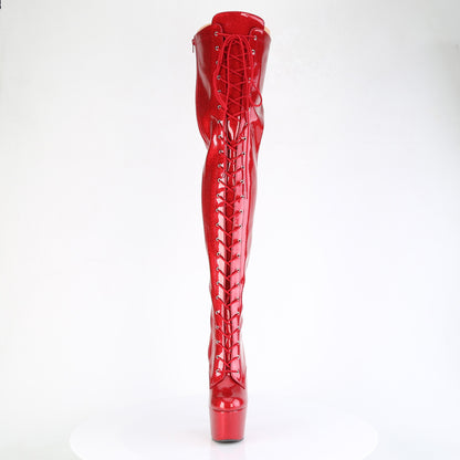 ADORE-3020GP *7" Heel, 2 3/4" PF Lace-Up Stretch Thigh Boot, Side Zip