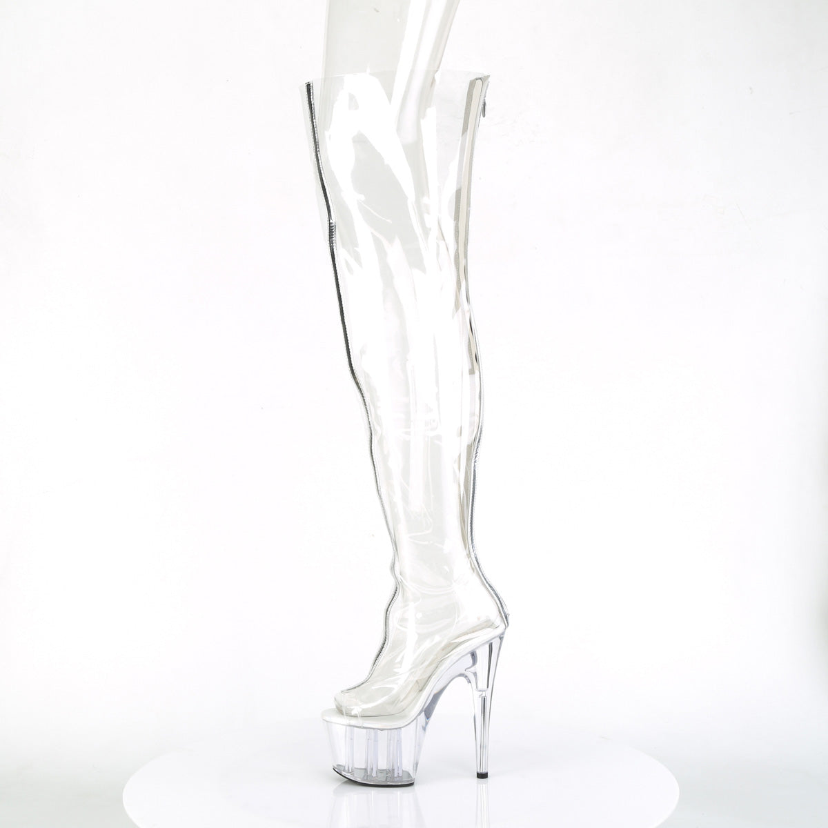 ADORE-3021 *7" Heel, 2 3/4" PF Open Toe Thigh High Boot, Back Zip