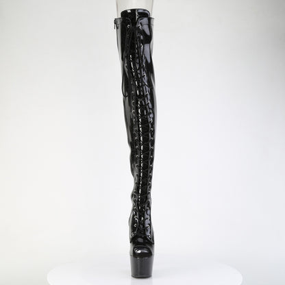 ADORE-3021GP *7" Heel, 2 3/4" PF Peep Toe Lace-Up Thigh Boot, Side Zip