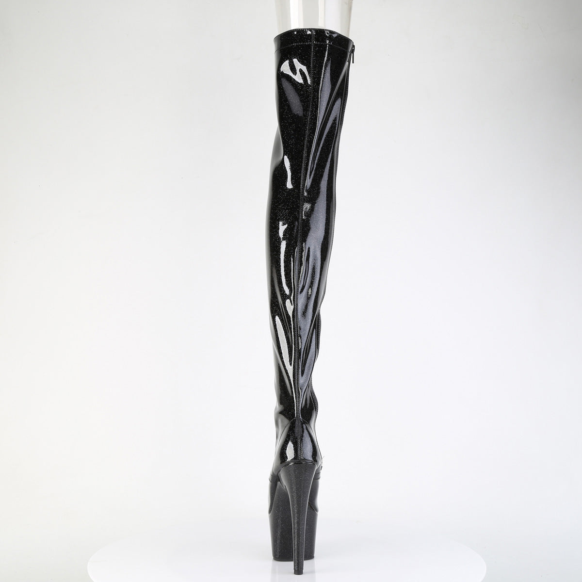 ADORE-3021GP *7" Heel, 2 3/4" PF Peep Toe Lace-Up Thigh Boot, Side Zip