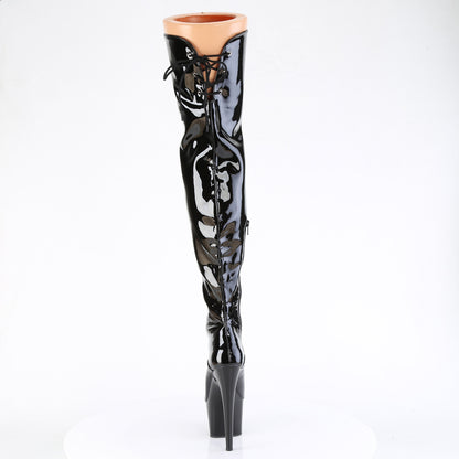 ADORE-3022 7" Heel, 2 3/4" PF Lace Up Front Thigh Boot, Side Zip