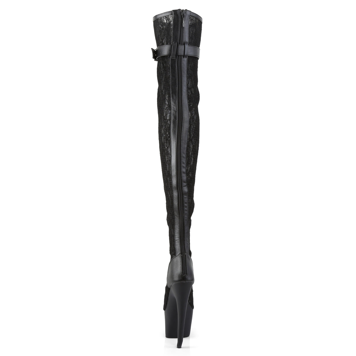 ADORE-3025ML *7" Heel, 2 3/4" PF Peep Toe Lace-up Thigh Boot, Back Zip