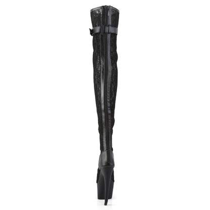 ADORE-3025ML *7" Heel, 2 3/4" PF Peep Toe Lace-up Thigh Boot, Back Zip