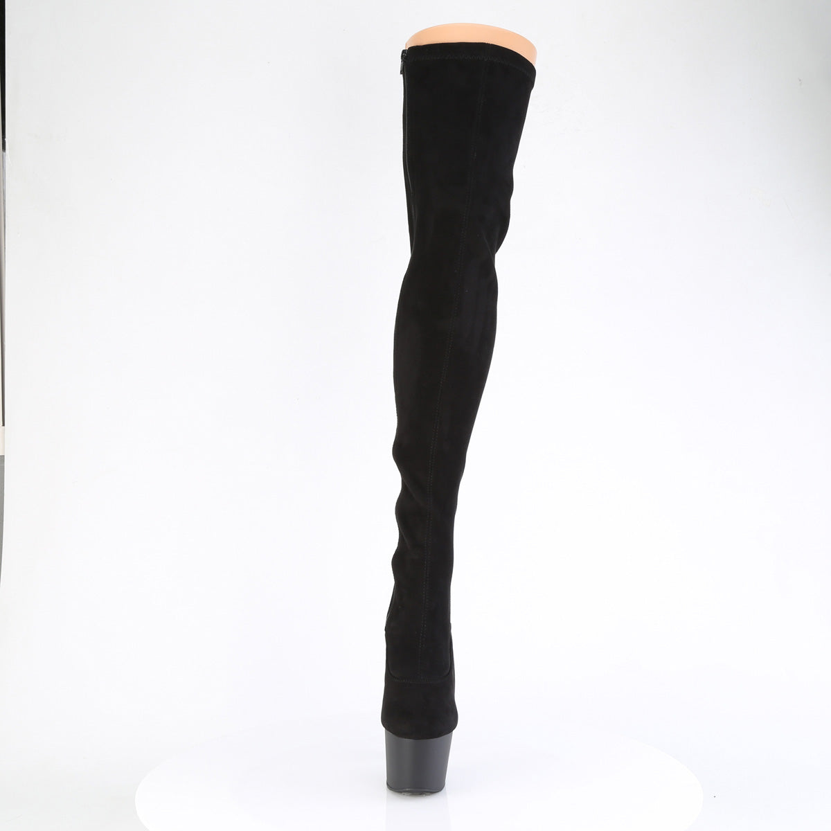 ADORE-3063 7" Heel, 2 3/4" PF Rear Lace-Up Stretch Thigh Boot, Side Zip