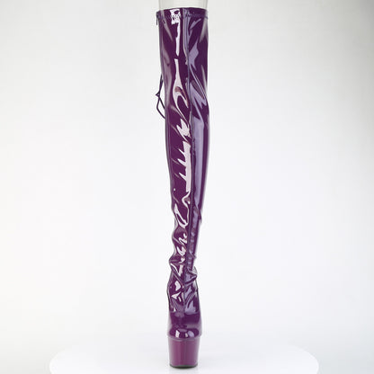 ADORE-3063 *7" Heel, 2 3/4" PF Lace-Up Back Stretch Thigh Boot,Side Zip