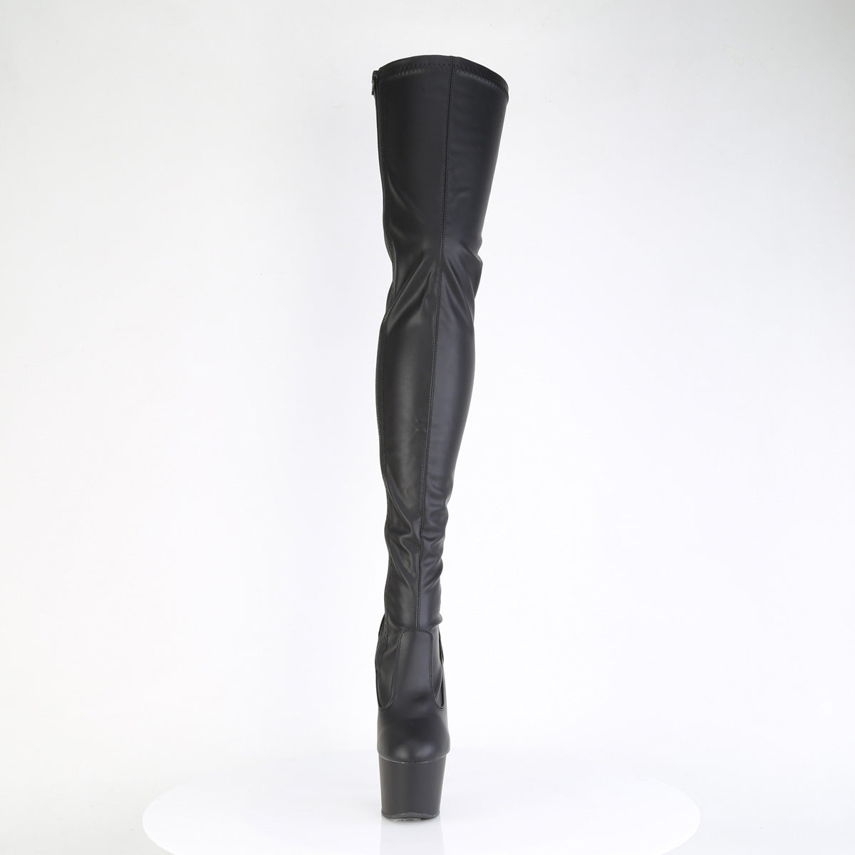 ADORE-3850 *7" Heel, 2 3/4" PF Lace-Up Back Stretch Thigh Boot,Side Zip