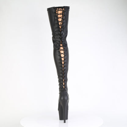 ADORE-3850 *7" Heel, 2 3/4" PF Lace-Up Back Stretch Thigh Boot,Side Zip