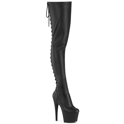 ADORE-3850 *7" Heel, 2 3/4" PF Lace-Up Back Stretch Thigh Boot,Side Zip
