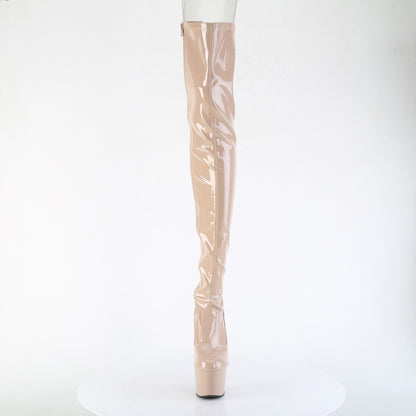 ADORE-3850 *7" Heel, 2 3/4" PF Lace-Up Back Stretch Thigh Boot,Side Zip