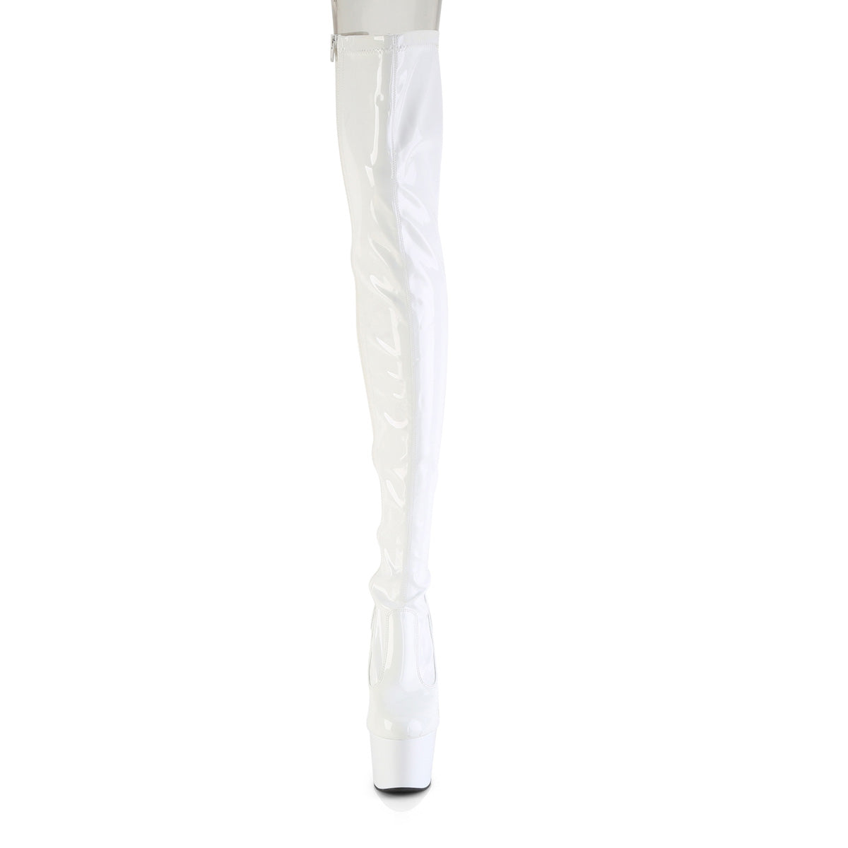 ADORE-3850 *7" Heel, 2 3/4" PF Lace-Up Back Stretch Thigh Boot,Side Zip