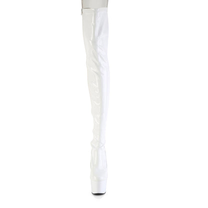 ADORE-3850 *7" Heel, 2 3/4" PF Lace-Up Back Stretch Thigh Boot,Side Zip