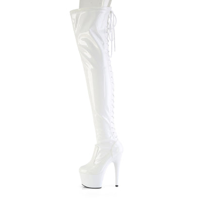 ADORE-3850 *7" Heel, 2 3/4" PF Lace-Up Back Stretch Thigh Boot,Side Zip