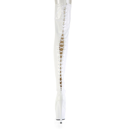ADORE-3850 *7" Heel, 2 3/4" PF Lace-Up Back Stretch Thigh Boot,Side Zip