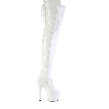 ADORE-3850 *7" Heel, 2 3/4" PF Lace-Up Back Stretch Thigh Boot,Side Zip