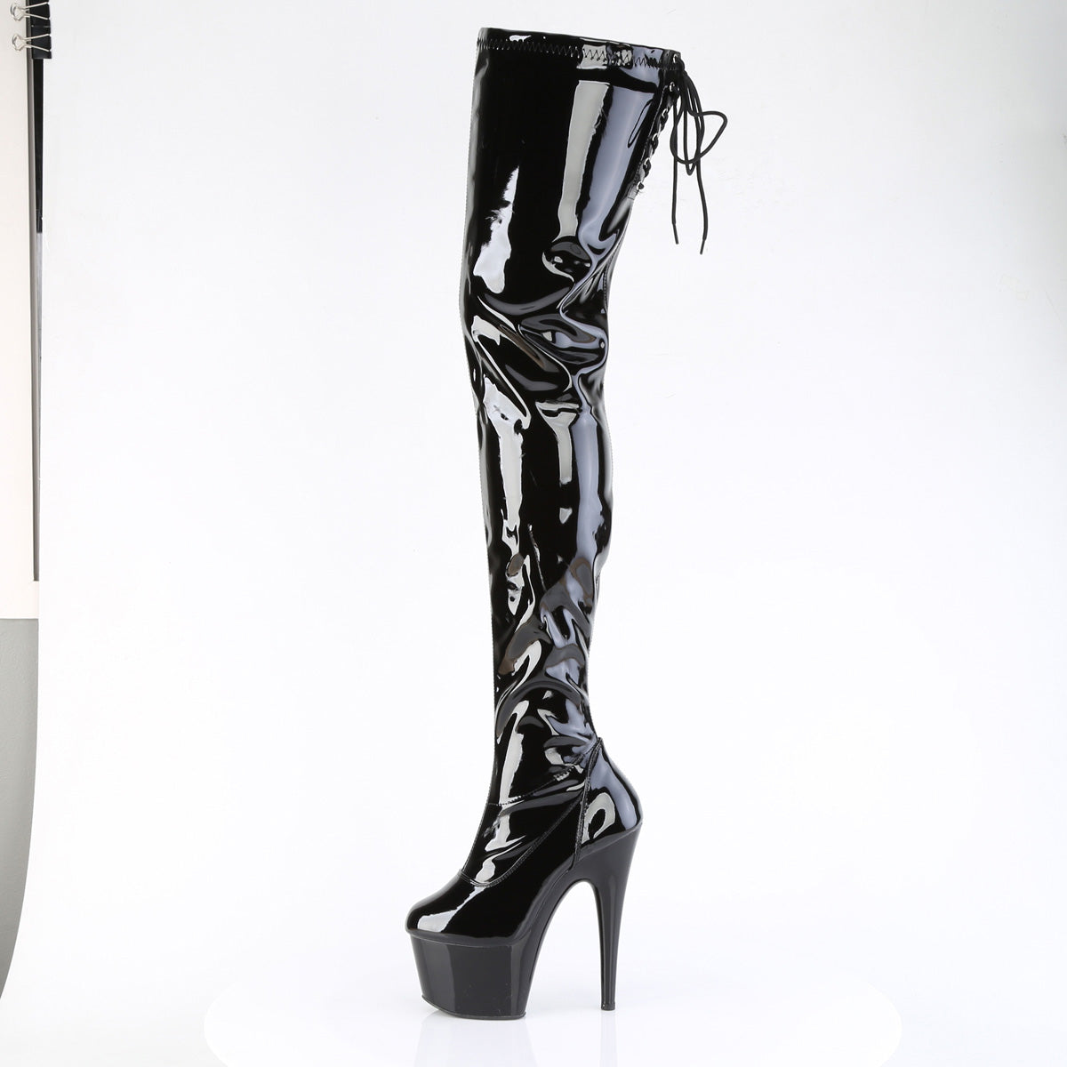 ADORE-4000SLT 7" Heel, 2 3/4" PF Lace Back Stretch Crotch Boot, Side Zip