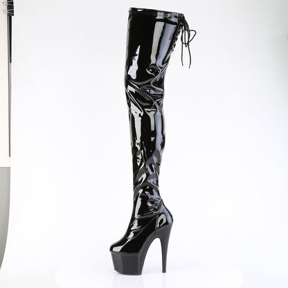 ADORE-4000SLT 7" Heel, 2 3/4" PF Lace Back Stretch Crotch Boot, Side Zip