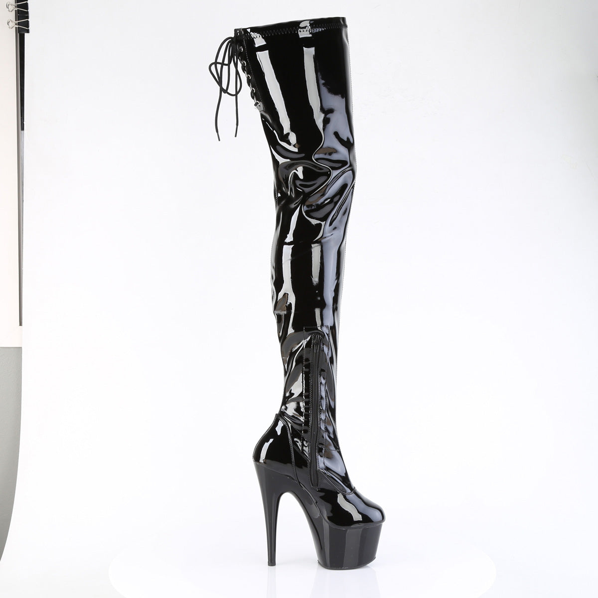 ADORE-4000SLT 7" Heel, 2 3/4" PF Lace Back Stretch Crotch Boot, Side Zip