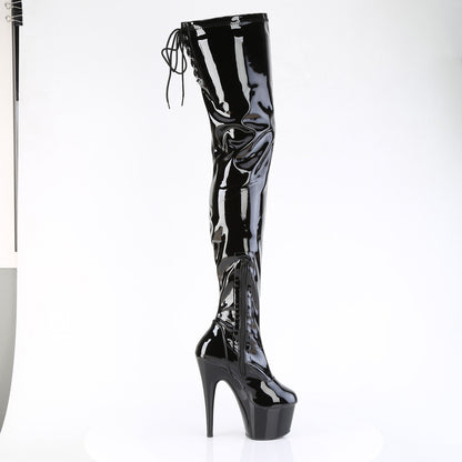 ADORE-4000SLT 7" Heel, 2 3/4" PF Lace Back Stretch Crotch Boot, Side Zip