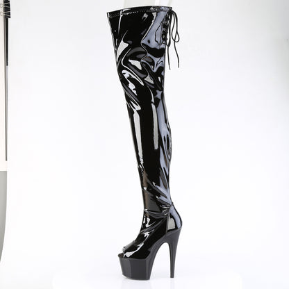 ADORE-4011 *7" Heel, 2 3/4" PF Peep Toe Stretch Crotch Boot, Side Zip