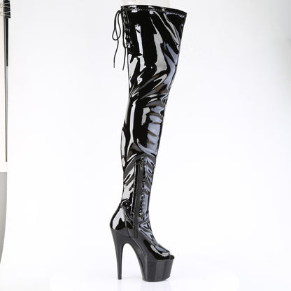 ADORE-4011 *7" Heel, 2 3/4" PF Peep Toe Stretch Crotch Boot, Side Zip