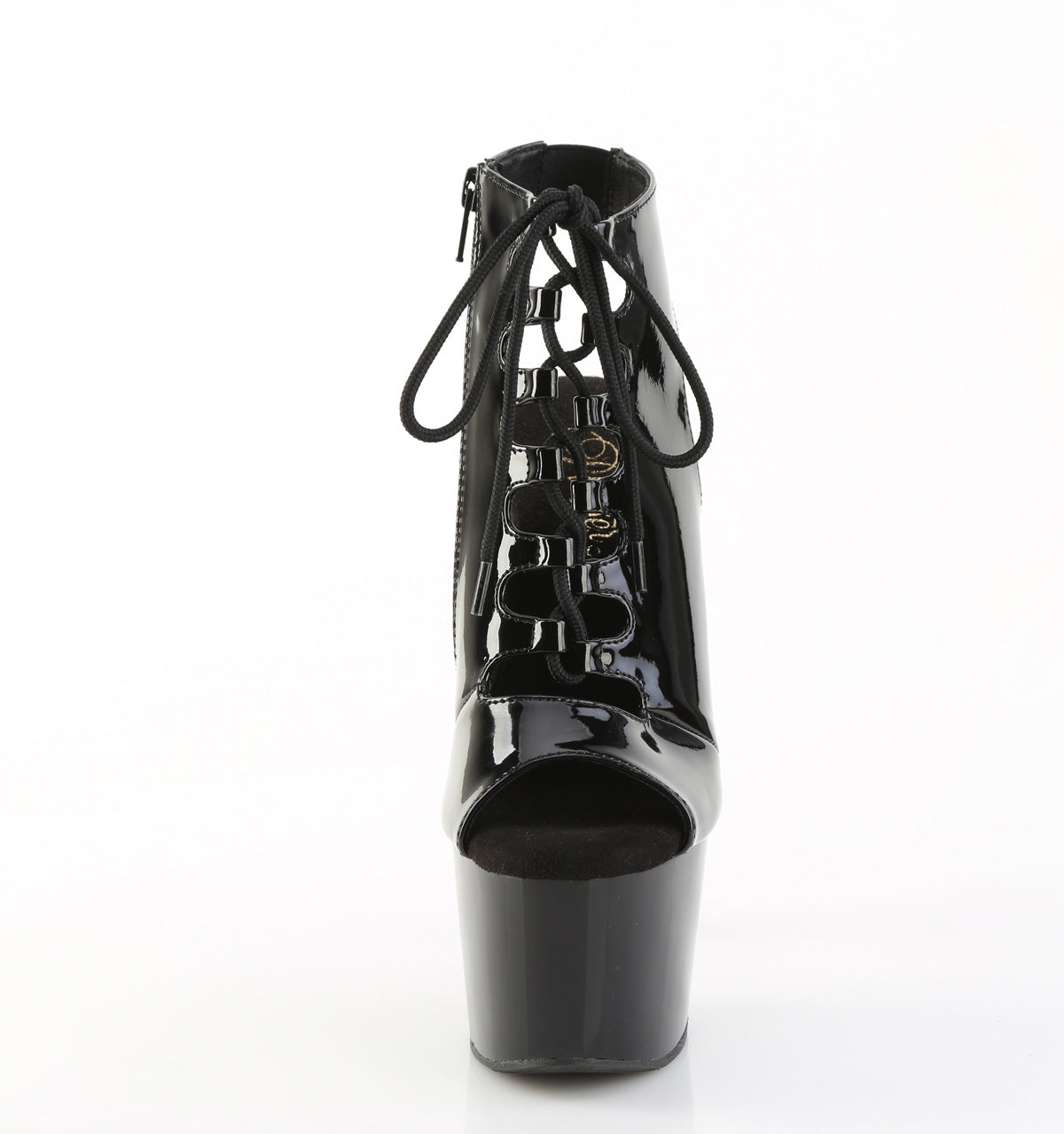 ADORE-700-20 7" Heel, 2 3/4" PF Open Toe/Back Lace-Up Front Ankle Bootie