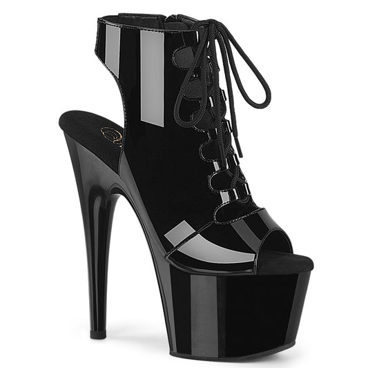 ADORE-700-20 7" Heel, 2 3/4" PF Open Toe/Back Lace-Up Front Ankle Bootie