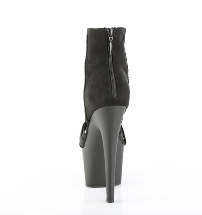 ADORE-700-24 7" Heel, 2 3/4" PF Criss Cross Bootie Sandal, Back Zip