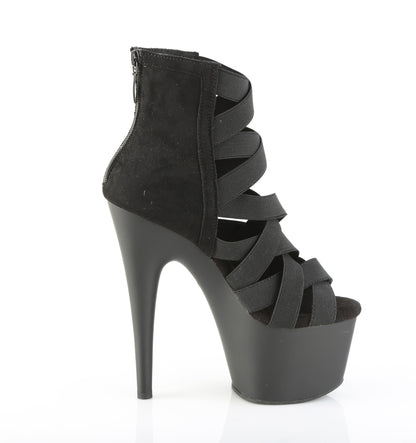 ADORE-700-24 7" Heel, 2 3/4" PF Criss Cross Bootie Sandal, Back Zip