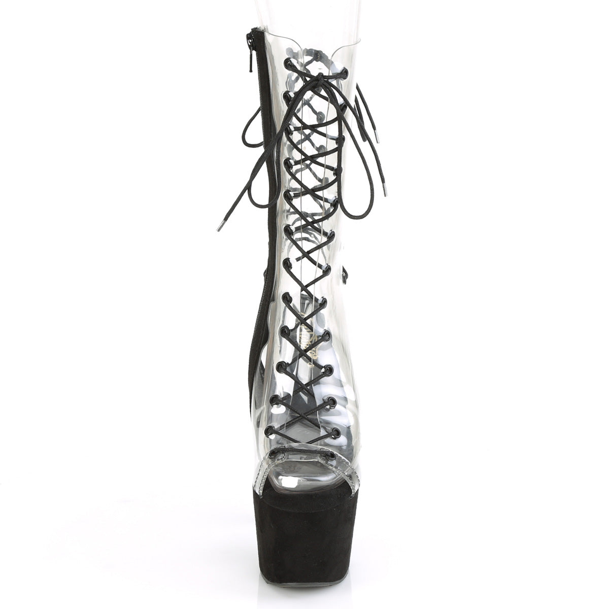 ADORE-700-60FS *7" Heel, 2 3/4" PF Lace-Up Mid Calf Boot, Side Zip